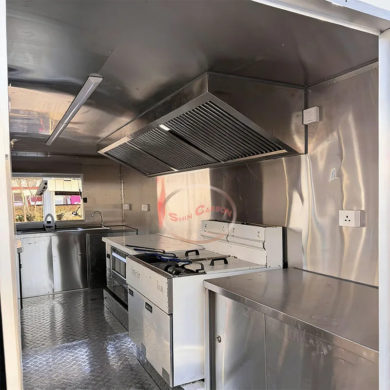 outdoor food trailer silver gray dual wheel structure with side serving window catering truck mobile kitchen trailer outdoor food trailer silver gray dual wheel structure with side serving window catering truck mobile kitchen trailer