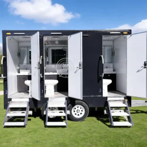 dot approved mobile restroom trailer luxury portable toilet trailer for outdoor events with sink and led lighting